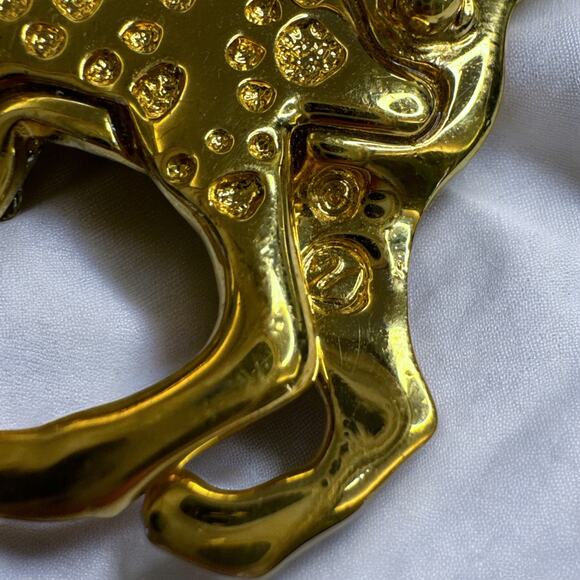 Swarovski Signed Pave Austrian Crystal Cat Brooch with Emerald Green Eye - Picture 4 of 7